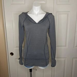 Zella gray stripe hooded athletic top sz S